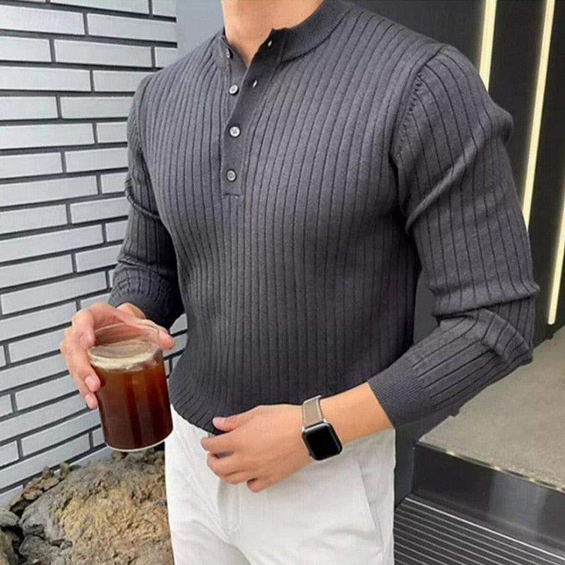 Quentin | Ribbed Henley Sweater