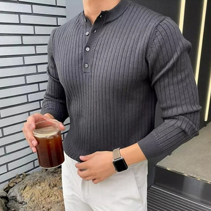 Quentin | Ribbed Henley Sweater