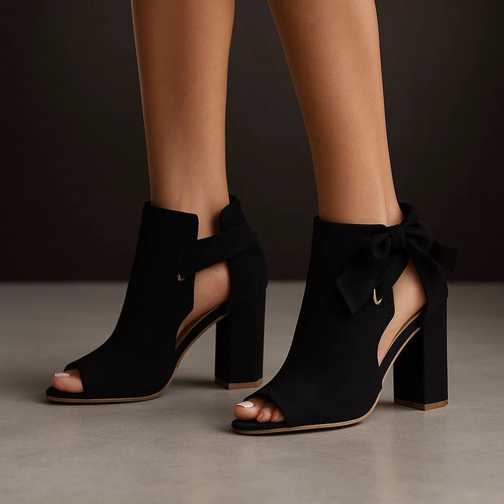 Marcella | Elegant Open Toe Ribbon Heels