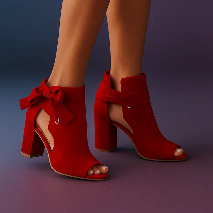 Marcella | Elegant Open Toe Ribbon Heels
