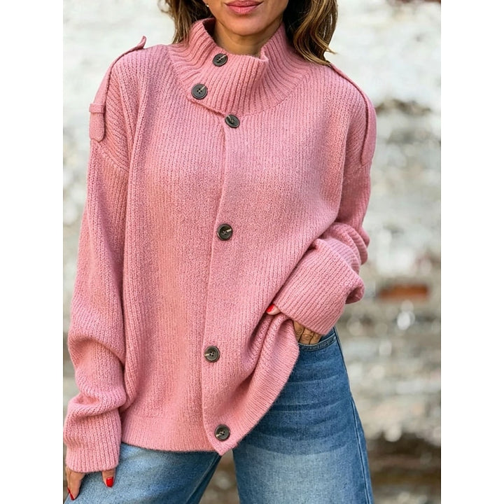 Hazel | Buttoned Stand-Collar Cardigan