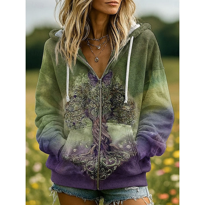 Serena | Boho Print Zip-Up Hoodie