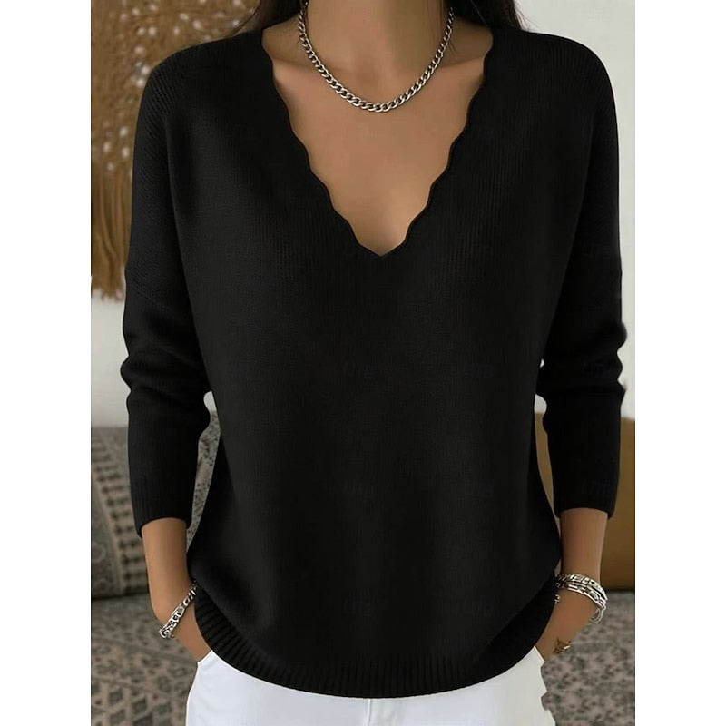 Paige | Scalloped V-Neck Halloween Sweater