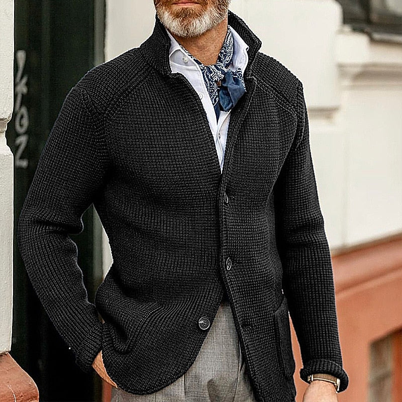 Dean | Textured Stand-Collar Cardigan