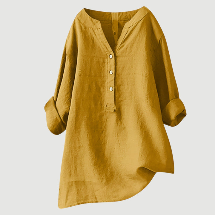 Carina | Refined V-Neck Button-Down Shirt