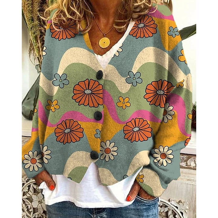Faye | Retro Floral Open-Front Cardigan