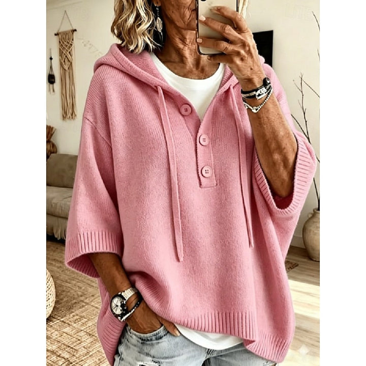 Juliana | Relaxed Hooded Button Sweater