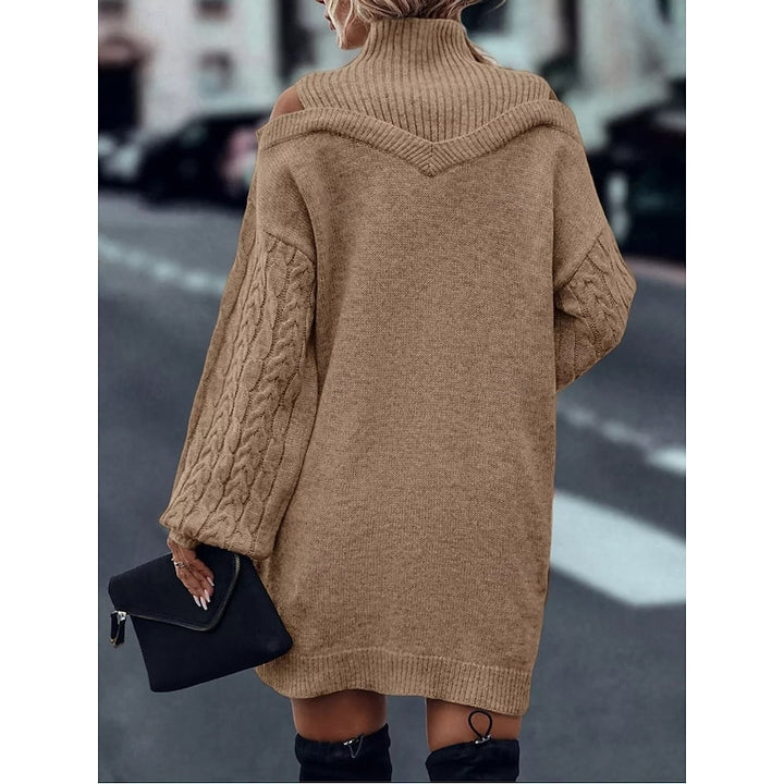 Thalia | Cold-Shoulder Turtleneck Sweater Dress