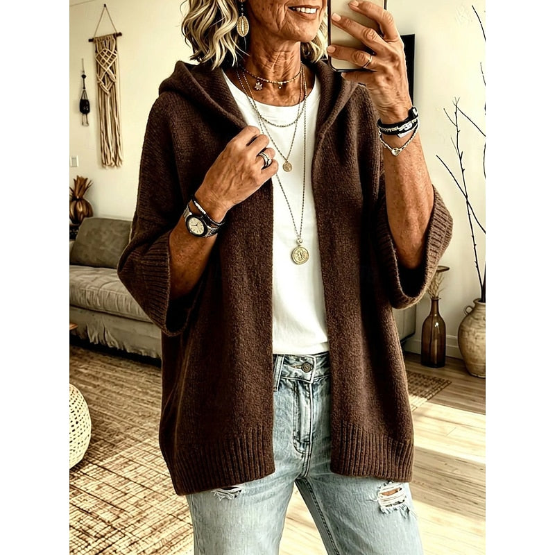 Maureen | Cozy Hooded Open-Front Cardigan