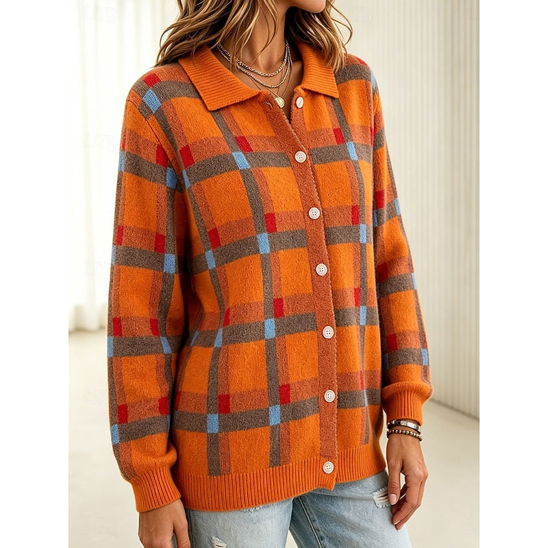 Gemma | Checked Button-Front Cardigan