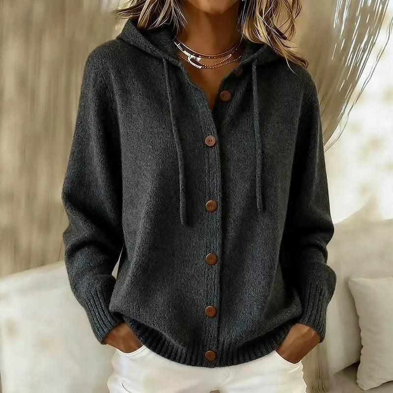 Corinna | Hooded Button-Down Cardigan