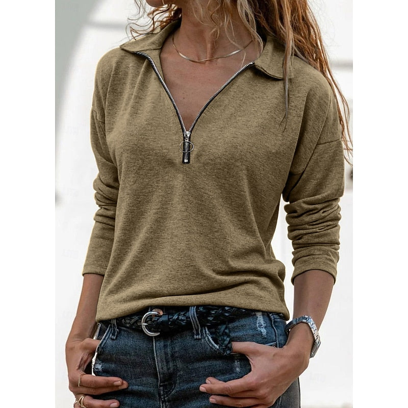 Elodie | Relaxed Quarter-Zip Collared Top