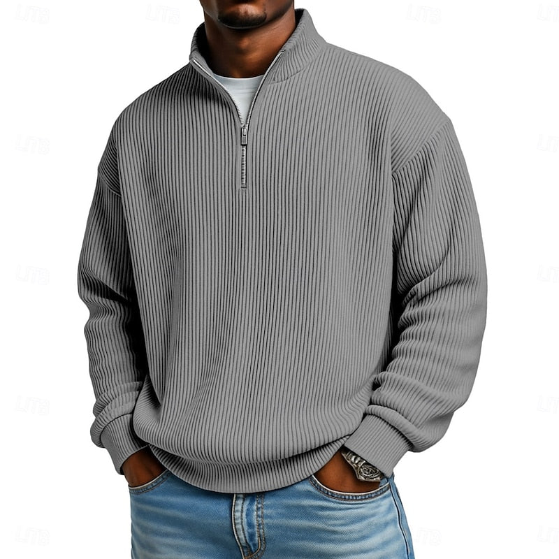 Gareth | Ribbed Quarter-Zip Pullover