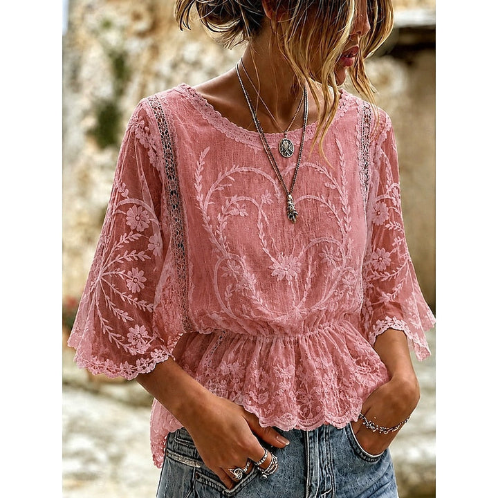 Annette | Embroidered Peplum Blouse