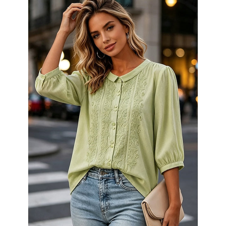 Katherine | Embroidered Peter Pan Collar Blouse