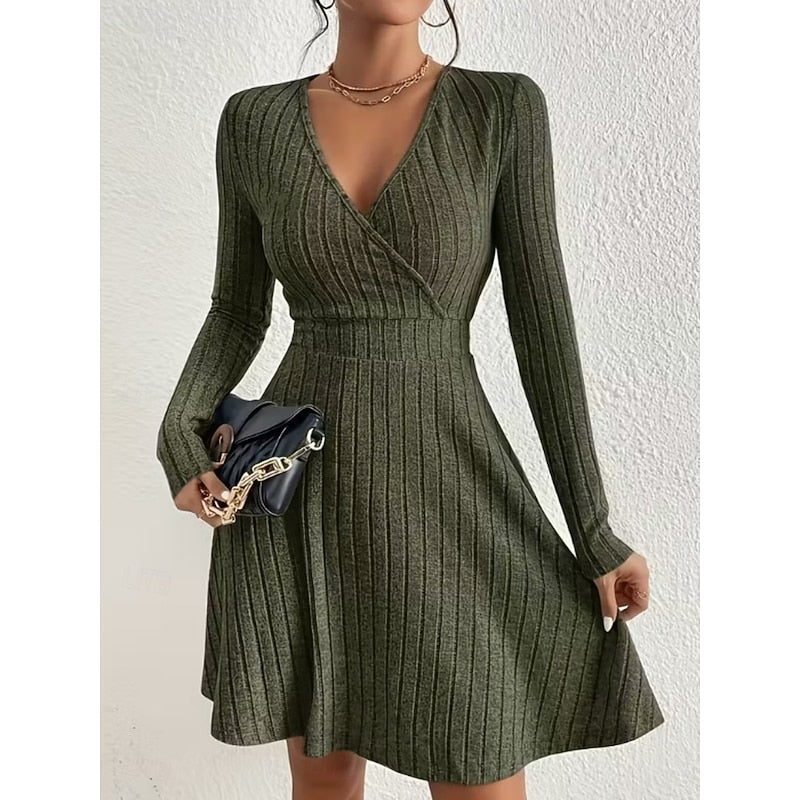 Annette | Wrap-Front A-Line Sweater Dress