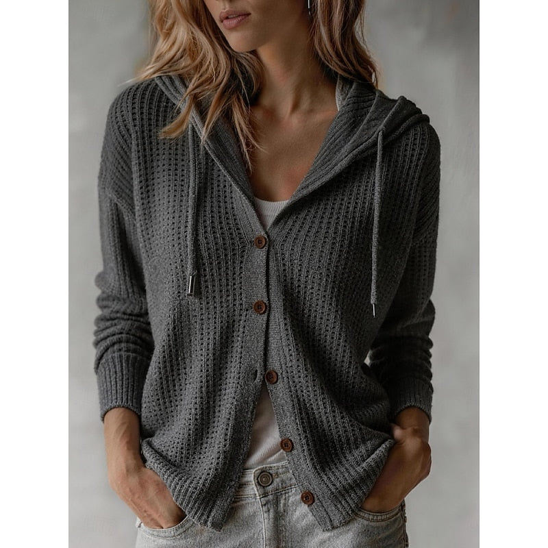 Wren | Relaxed Hooded Button Cardigan