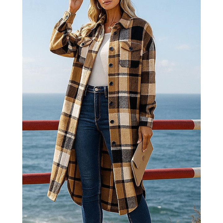 Elsie | Longline Checkered Coat