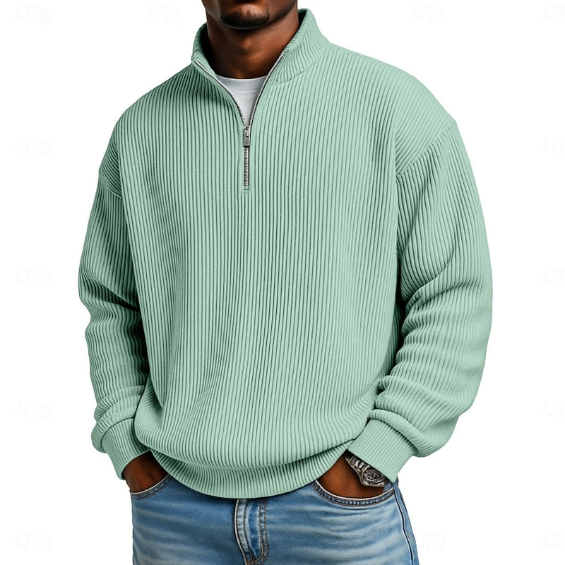 Gareth | Ribbed Quarter-Zip Pullover