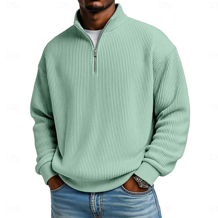 Gareth | Ribbed Quarter-Zip Pullover