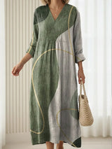 Natalia | Stylish V-Neck Multicolor Dress