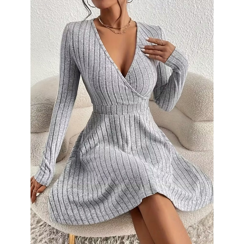 Annette | Wrap-Front A-Line Sweater Dress