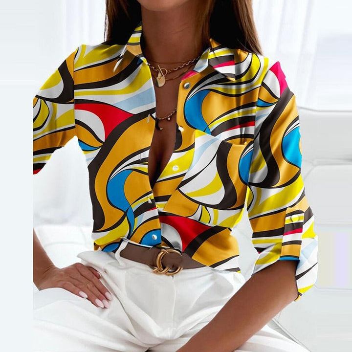 Vera | Classic Collared Printed Blouse