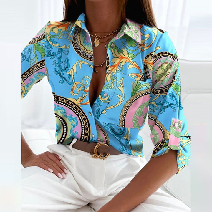 Vera | Classic Collared Printed Blouse