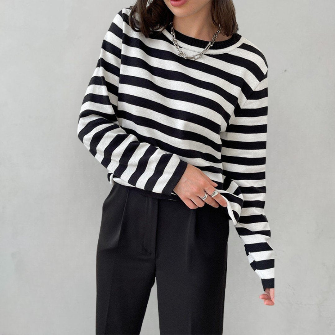 Nadine | Relaxed Striped Long Sleeve Sweater