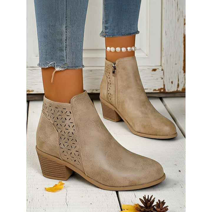 Cassandra | Cutout Block-Heel Ankle Boots