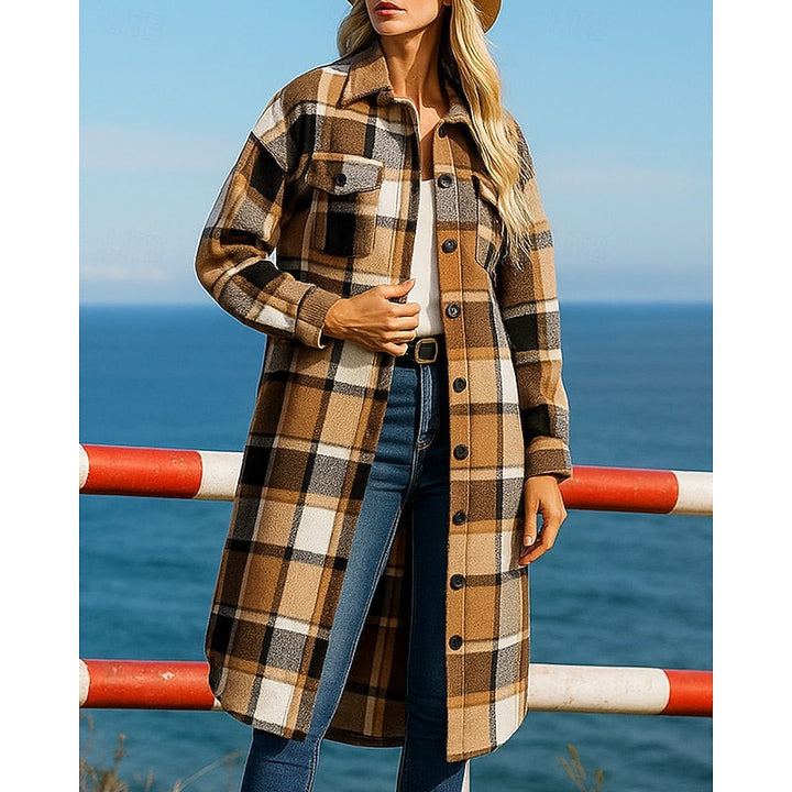 Elsie | Longline Checkered Coat