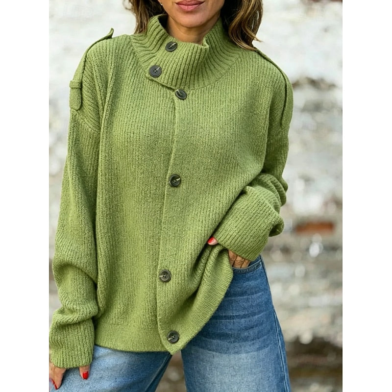 Hazel | Buttoned Stand-Collar Cardigan