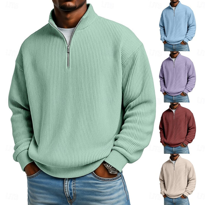 Gareth | Ribbed Quarter-Zip Pullover