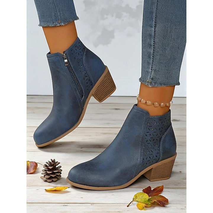 Cassandra | Cutout Block-Heel Ankle Boots