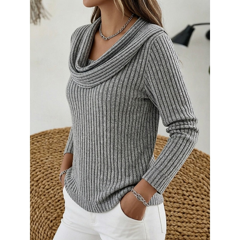 Imogen | Cowl Neck Ribbed Sweater
