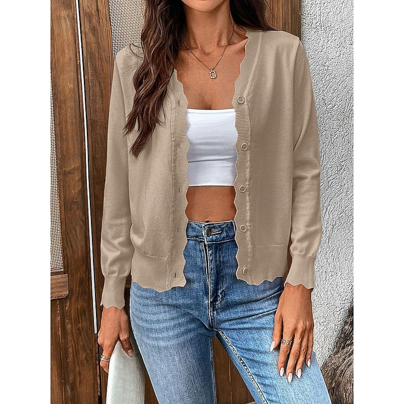 Sloane | Scalloped-Edge Button Cardigan