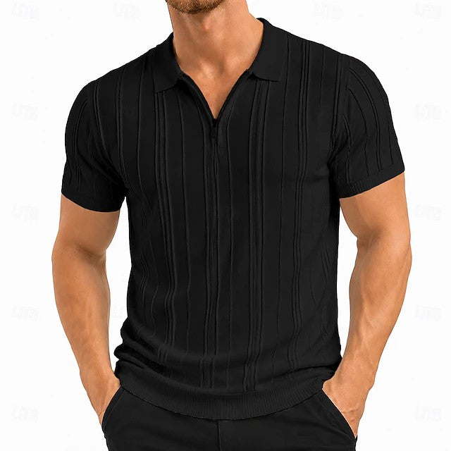 Theo | Textured Knit Polo Shirt