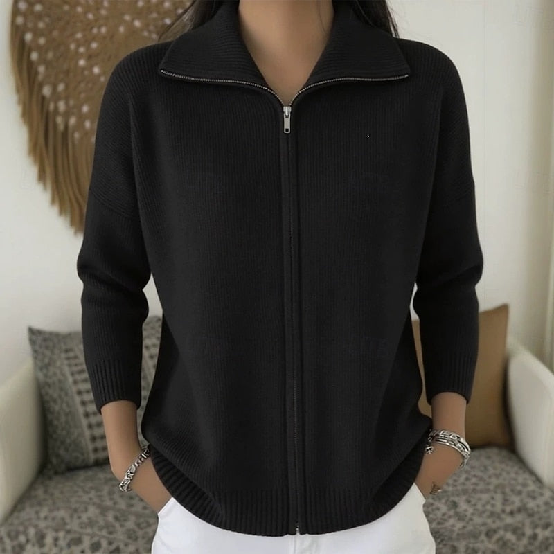 Lorelei | Zip-Front Collared Cardigan