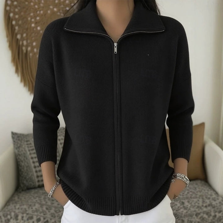 Lorelei | Zip-Front Collared Cardigan