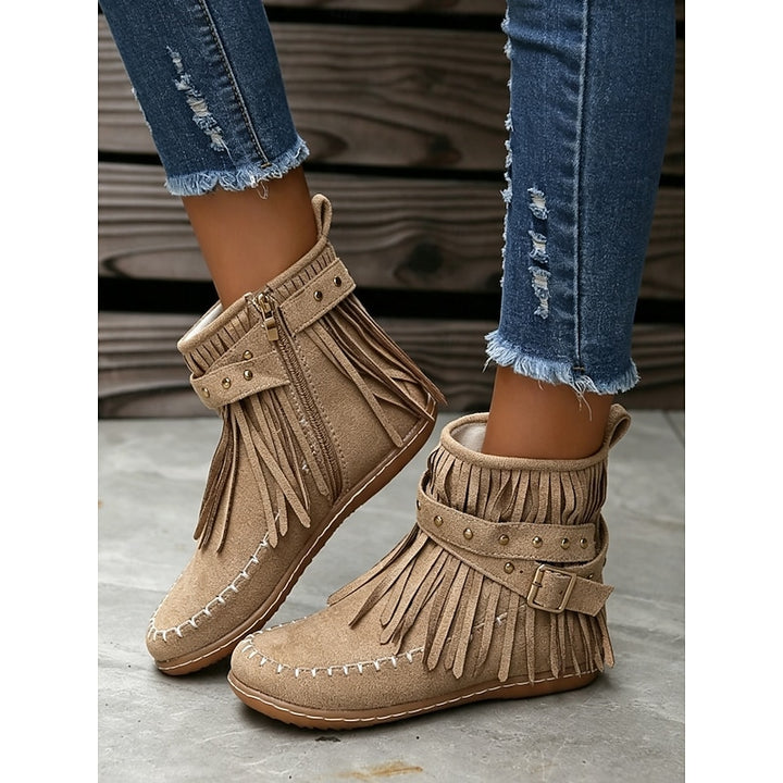 Rowena | Fringe Moccasin Ankle Boots