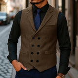 Rupert | Double-Breasted Herringbone Vest