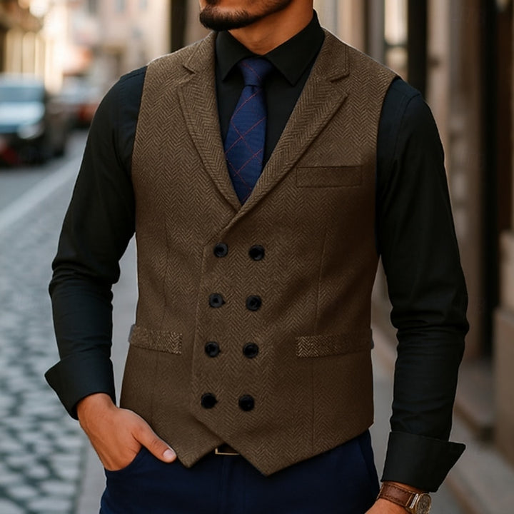 Rupert | Double-Breasted Herringbone Vest