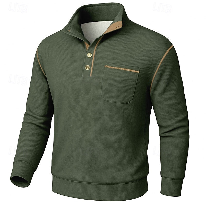 Byron | Button-Up Standing Collar Pullover