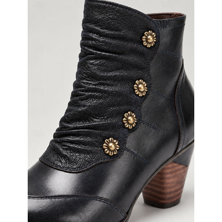 Bernadette | Ruched Button Ankle Boots