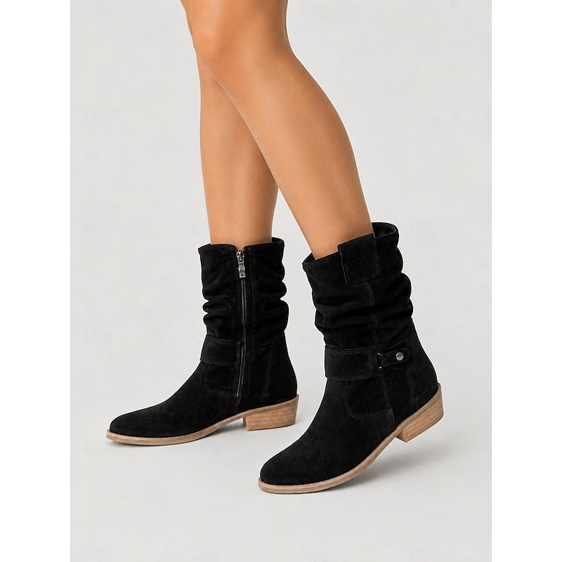 Marlene | Slouchy Buckle Ankle Boots
