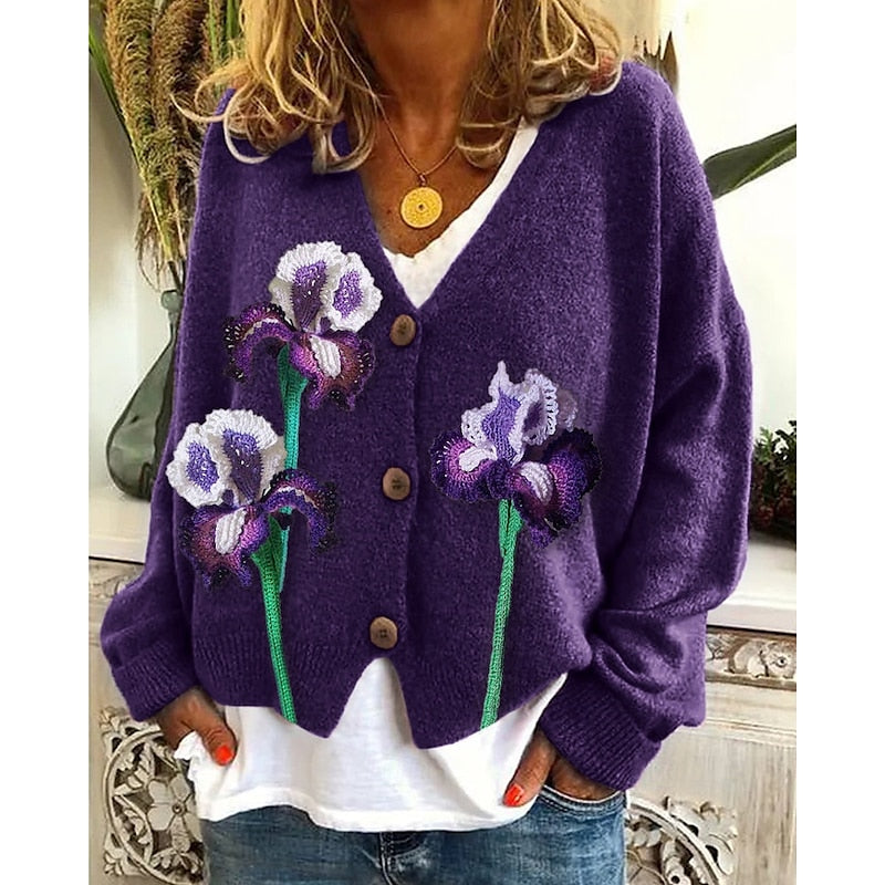 Faye | Retro Floral Open-Front Cardigan