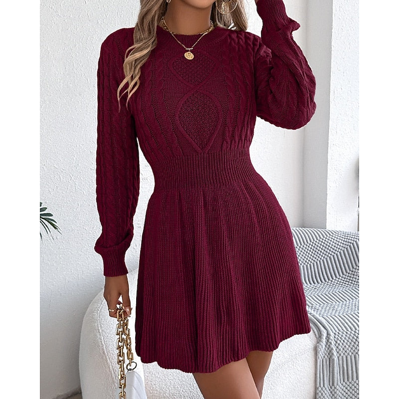 Winifred | Cable-Knit Christmas Sweater Dress