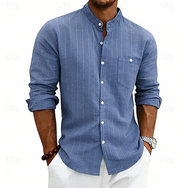 Julian | Textured Band Collar Shirt