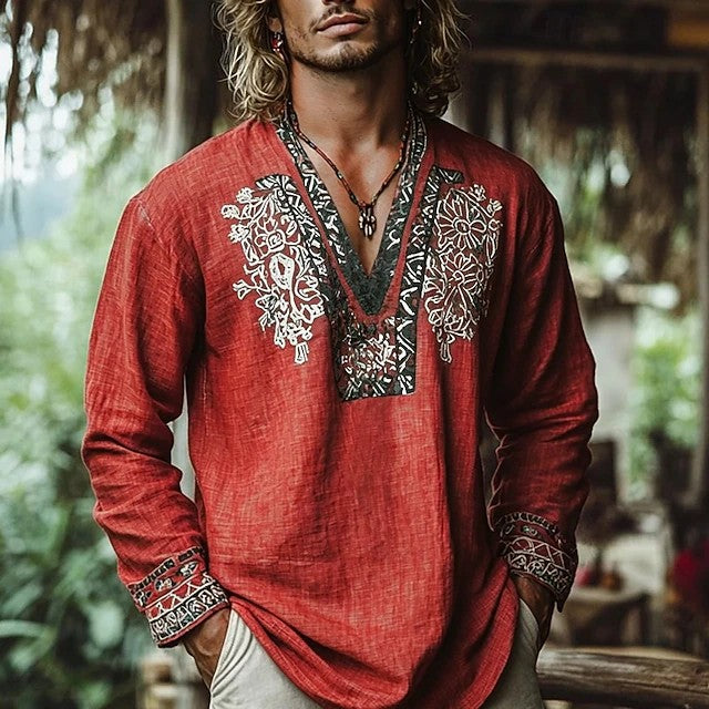 Julian | Embroidered V-Neck Tunic Shirt