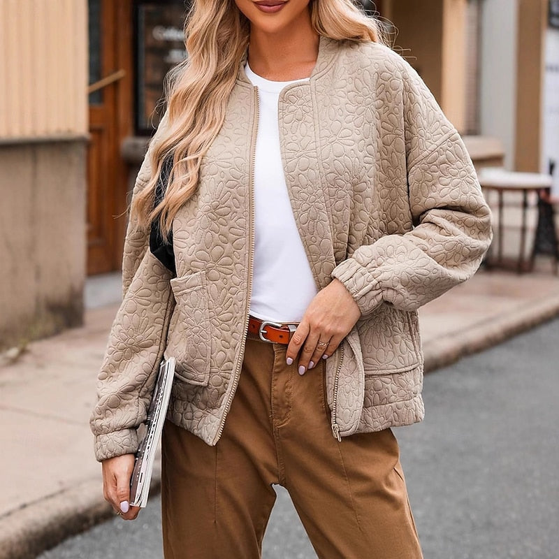 Lillian | Textured Floral Bomber Jacket